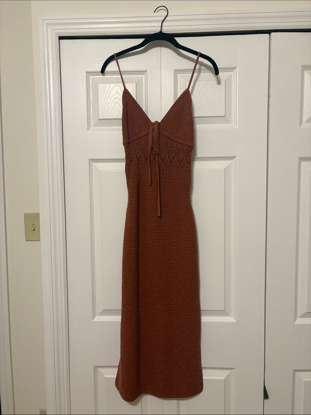Abercrombie & Fitch Burnt Orange Knit Spaghetti-Strap Midi Dress - Picture 1 of 3